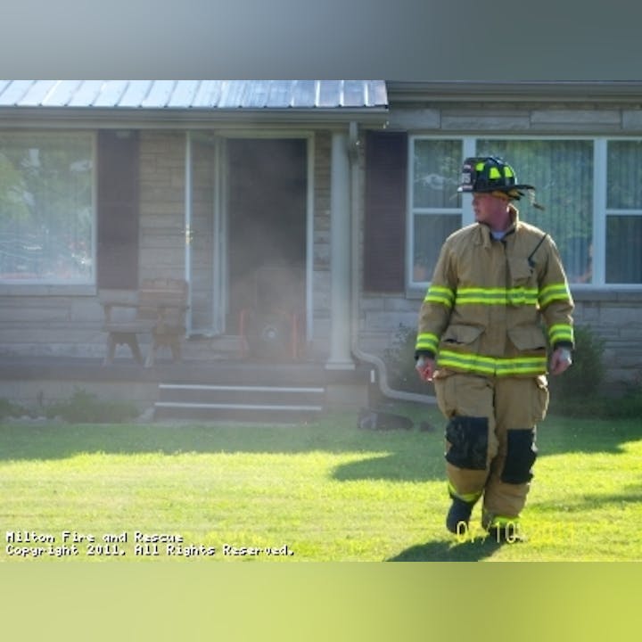 Firefighter on a yard