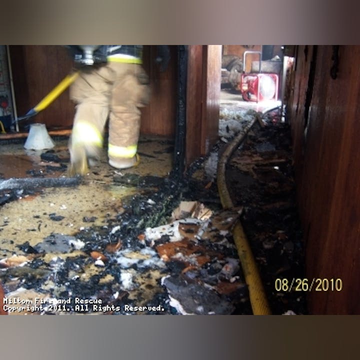 Photo of the inside of a home after a fire