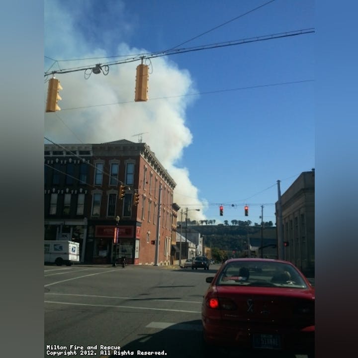 Photo of smoke over a city
