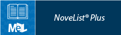 Icon with a book graphic and "MeL" text on the left, "NoveList Plus" text on a blue background on the right.
