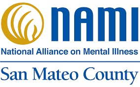 Logo of NAMI (National Alliance on Mental Illness) for San Mateo County featuring stylized flame and text.