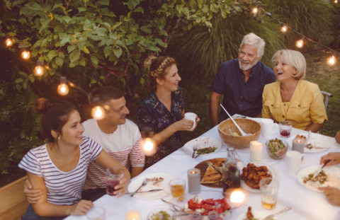 family eating holiday dinner