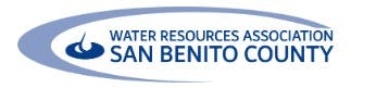 Logo of the Water Resources Association of San Benito County with a blue swoosh design.