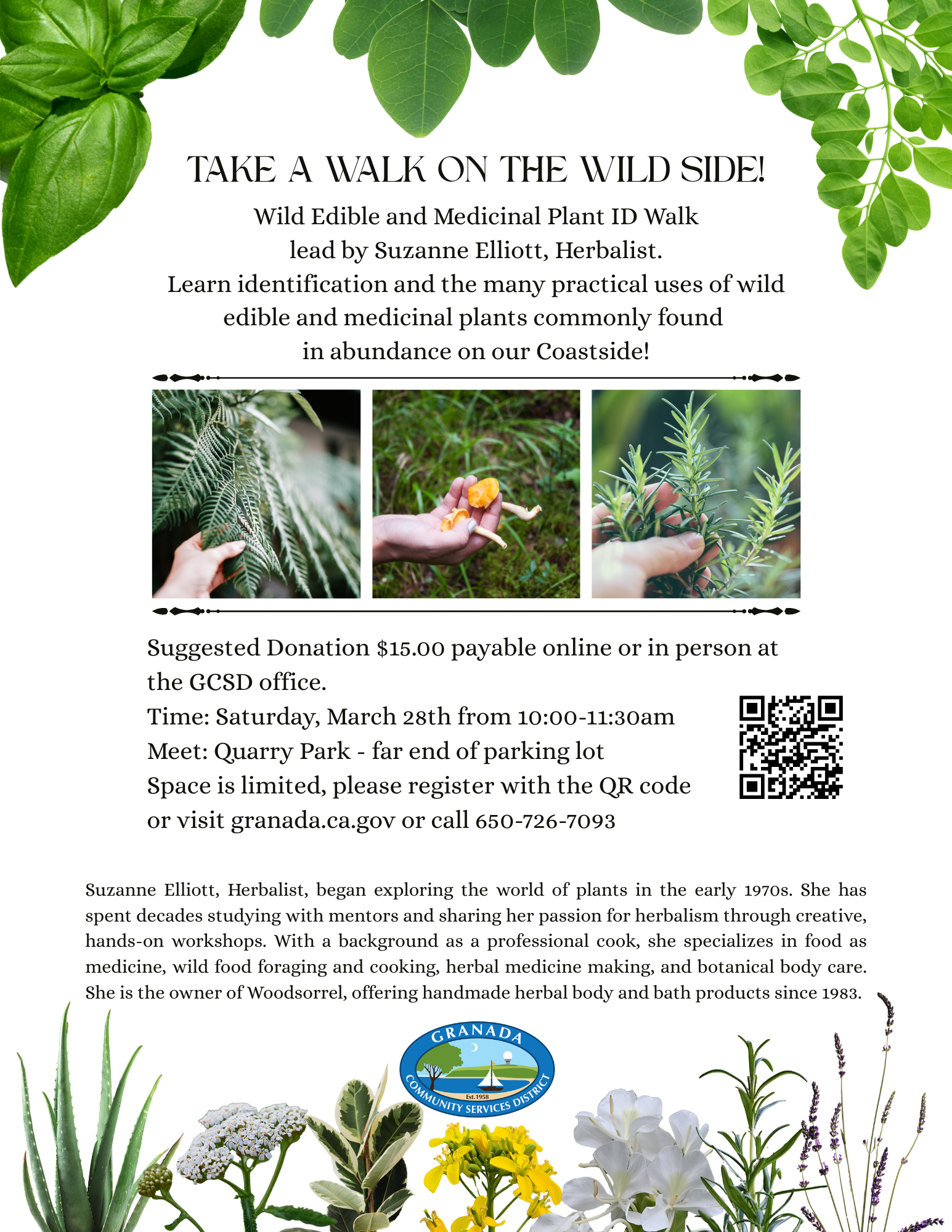 Join herbalist Suzanne Elliott for a wild edible and medicinal plant walk on March 28. Suggested donation $15. Register to attend!