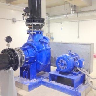 Picture of blue painted industrial machine equipment