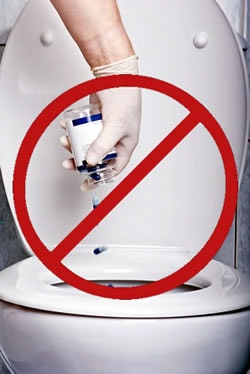 Picture advising do not flush medications