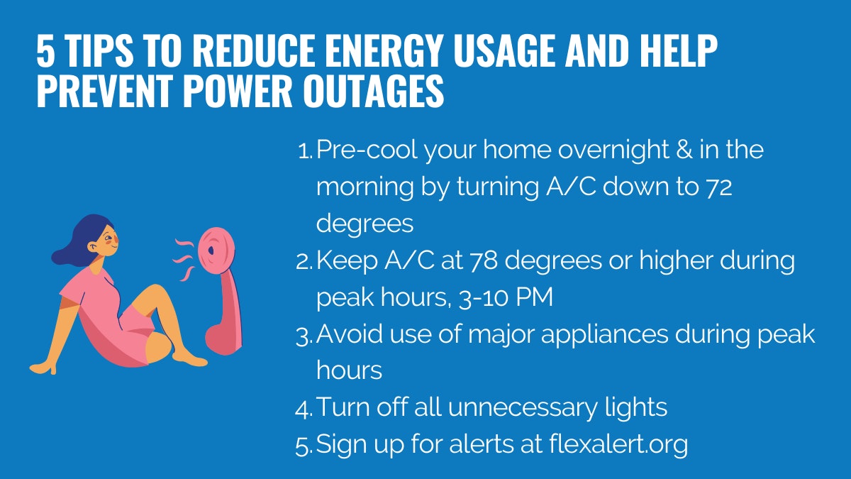 may contain woman with fan and information to prevent power outages