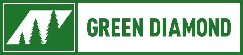 The image features a logo with green background, trees, and the words "GREEN DIAMOND."