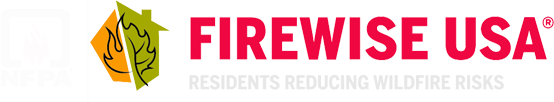 NFPA logo and Firewise USA logo with text: "Residents Reducing Wildfire Risks."