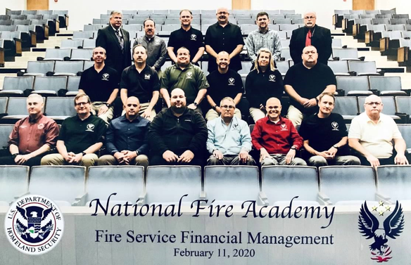 Group photo of people at the National Fire Academy event on Fire Service Financial Management, February 11, 2020.