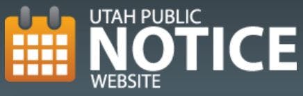 Logo of the Utah Public Notice Website with a calendar icon.