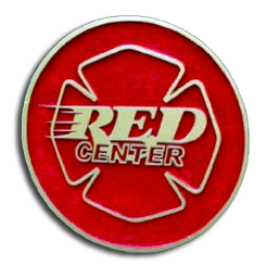 Red circular logo with "RED CENTER" text and a stylized star or cross design in the background.