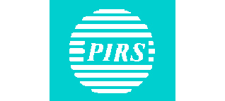 A logo with the word "PIRS" inside a circle with horizontal stripes on a teal background.