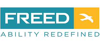 A logo with the text "FREED" and "ABILITY REDEFINED" alongside a graphic of a bird in flight.