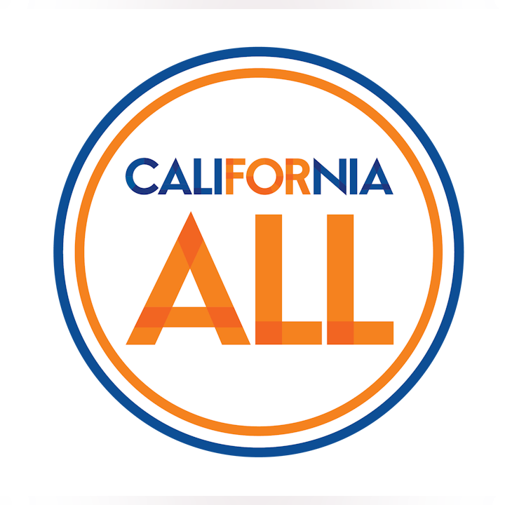 A circular logo with "California for ALL" in blue and orange text.
