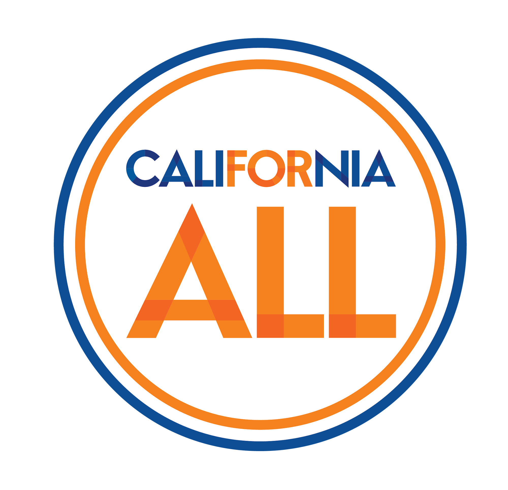 A circular logo with "California for ALL" in blue and orange text.