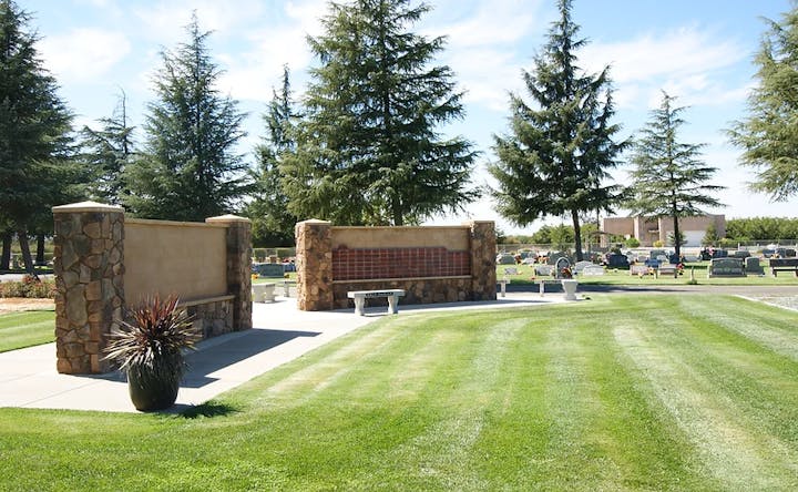 Photo of a seating area in a cemetery
