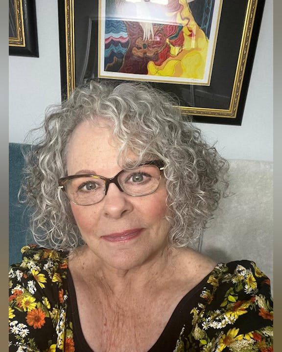 May contain: adult, female, person, woman, accessories, glasses, face, head, hair, blonde, and curly hair