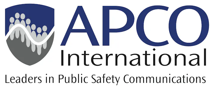 Logo of APCO International, claiming to be leaders in Public Safety Communications.