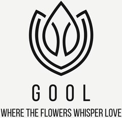 A stylized flower logo with "GOOL" and the tagline "Where the flowers whisper love."