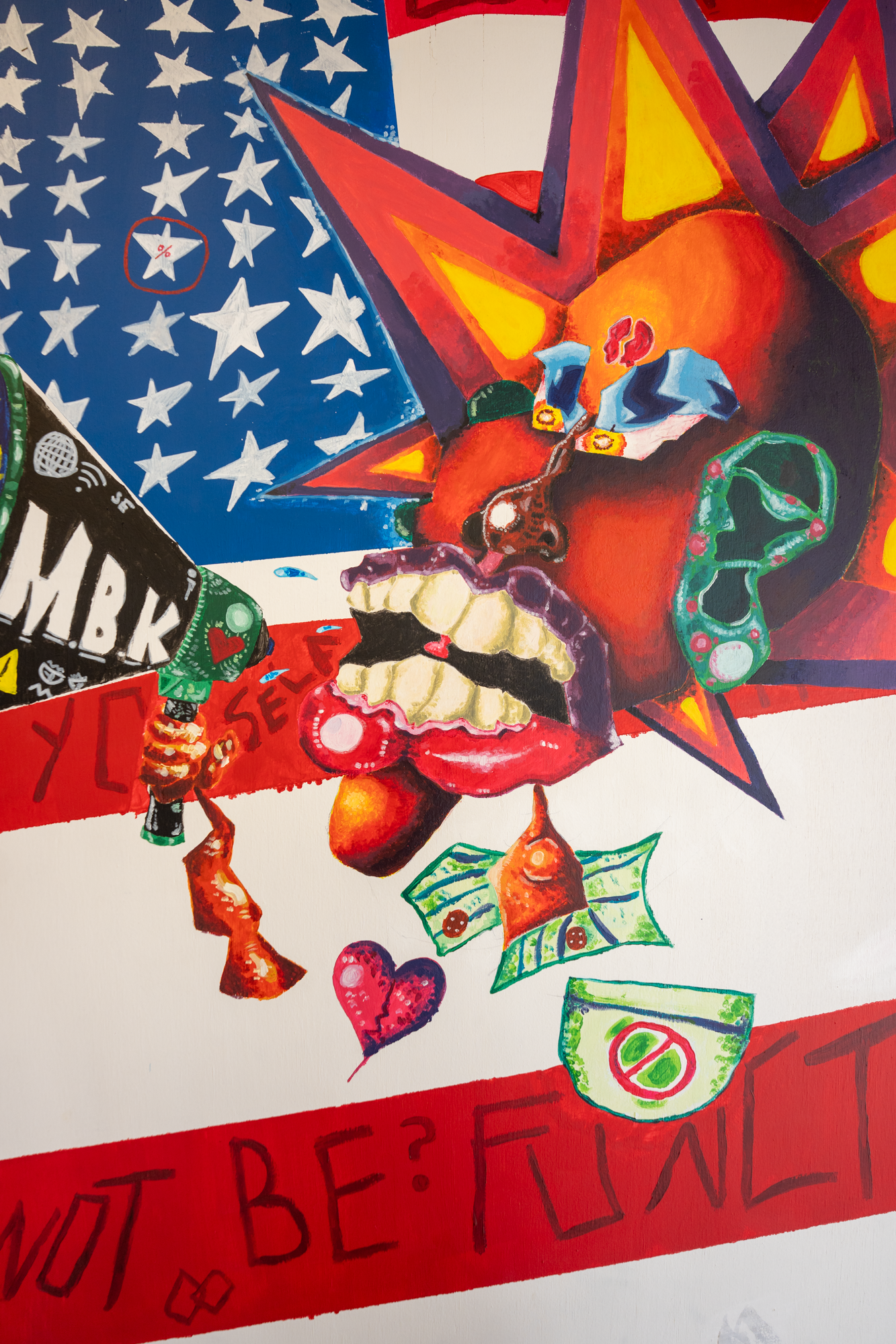 an artistic sketch of a person speaking into a megaphone