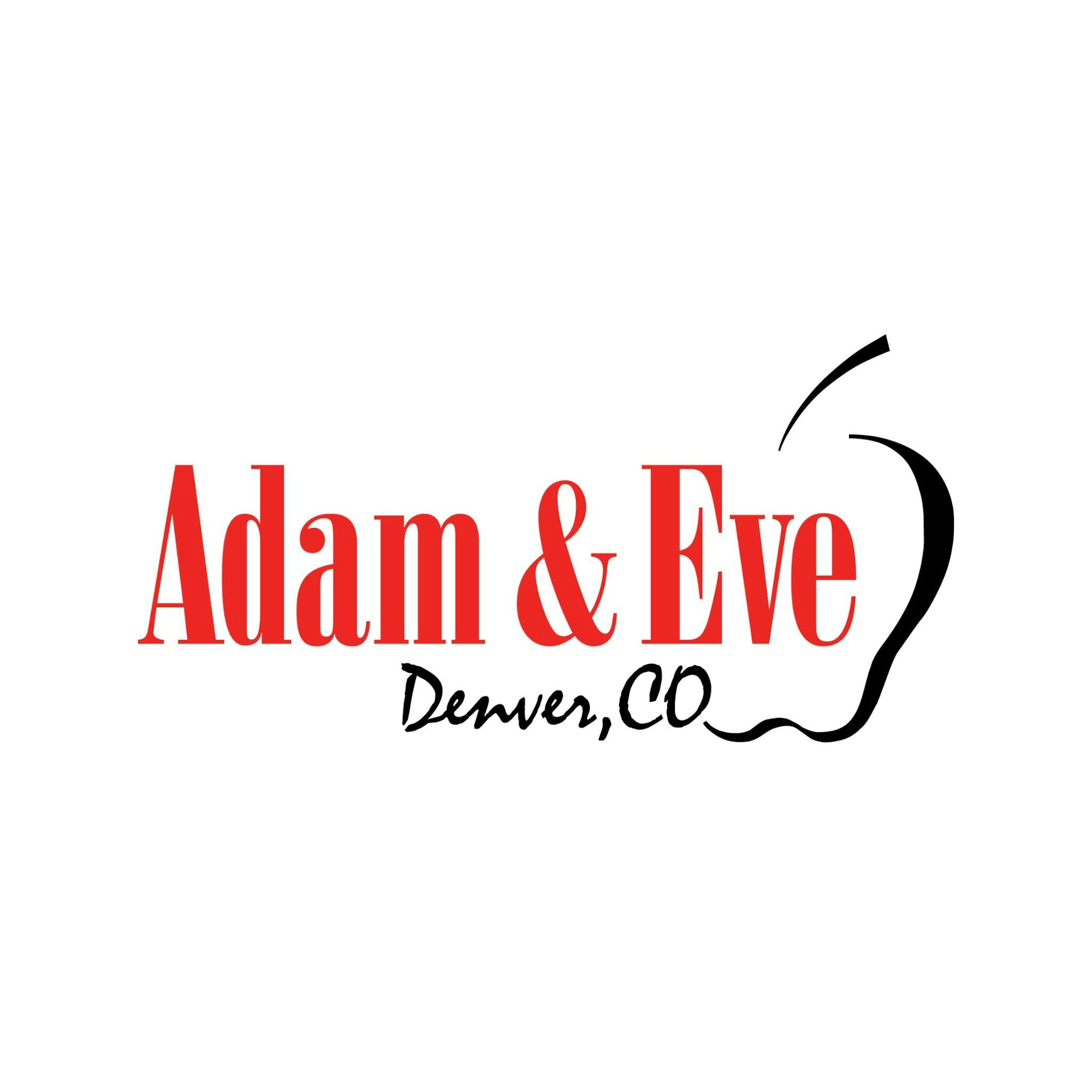Red "Adam & Eve" logo with black apple outline, "Denver, CO" text below.