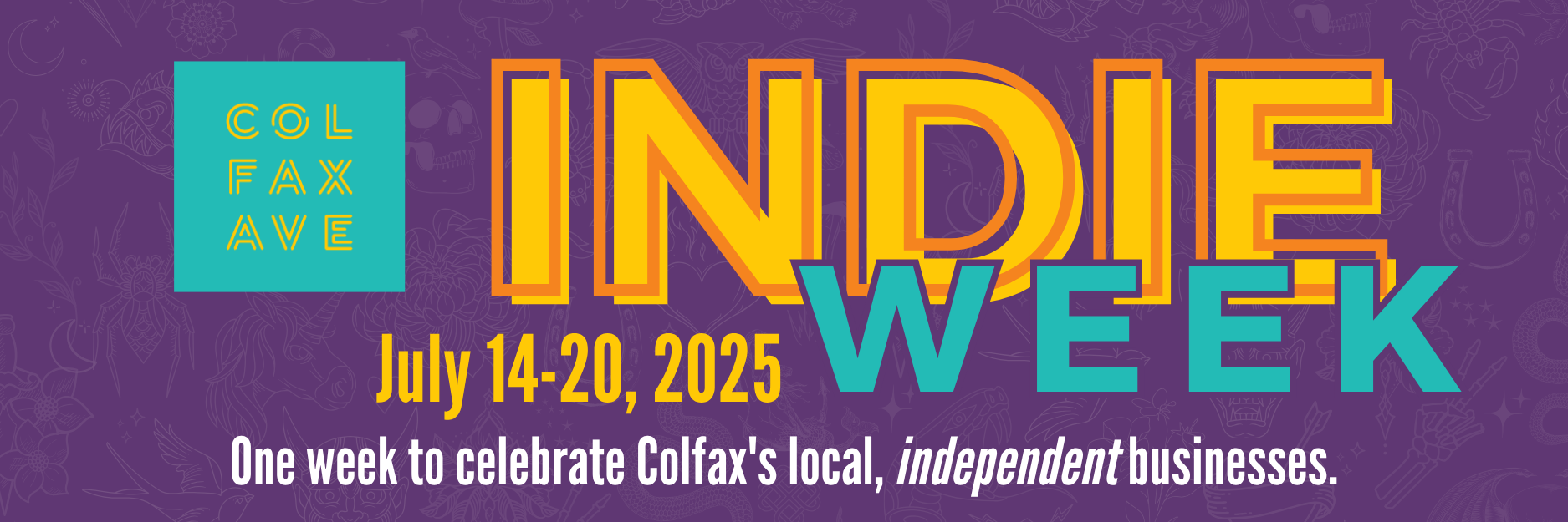 Colfax Ave Indie Week: July 14-20, 2025. Celebrate local, independent businesses.