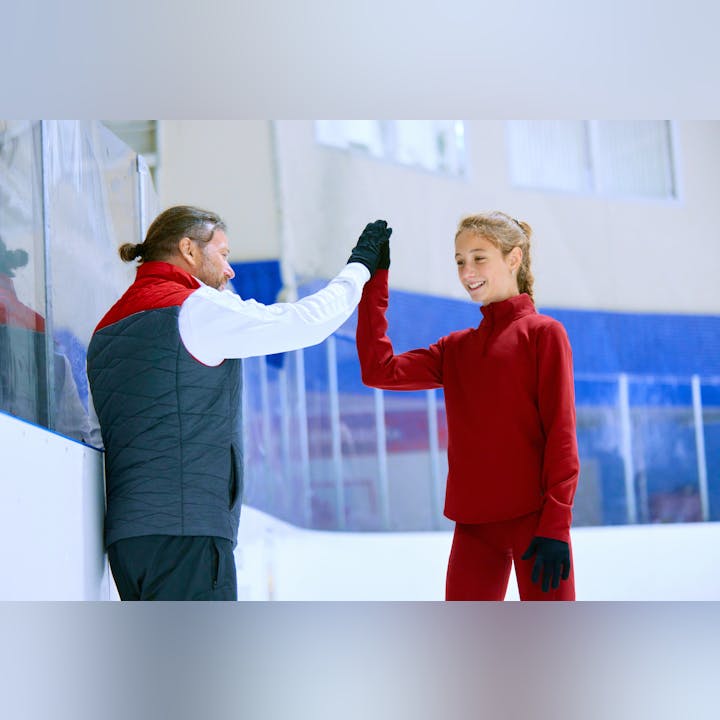 May contain: person, clothing, glove, ice skating, ice skating dancing, performer, rink, skating, and sport