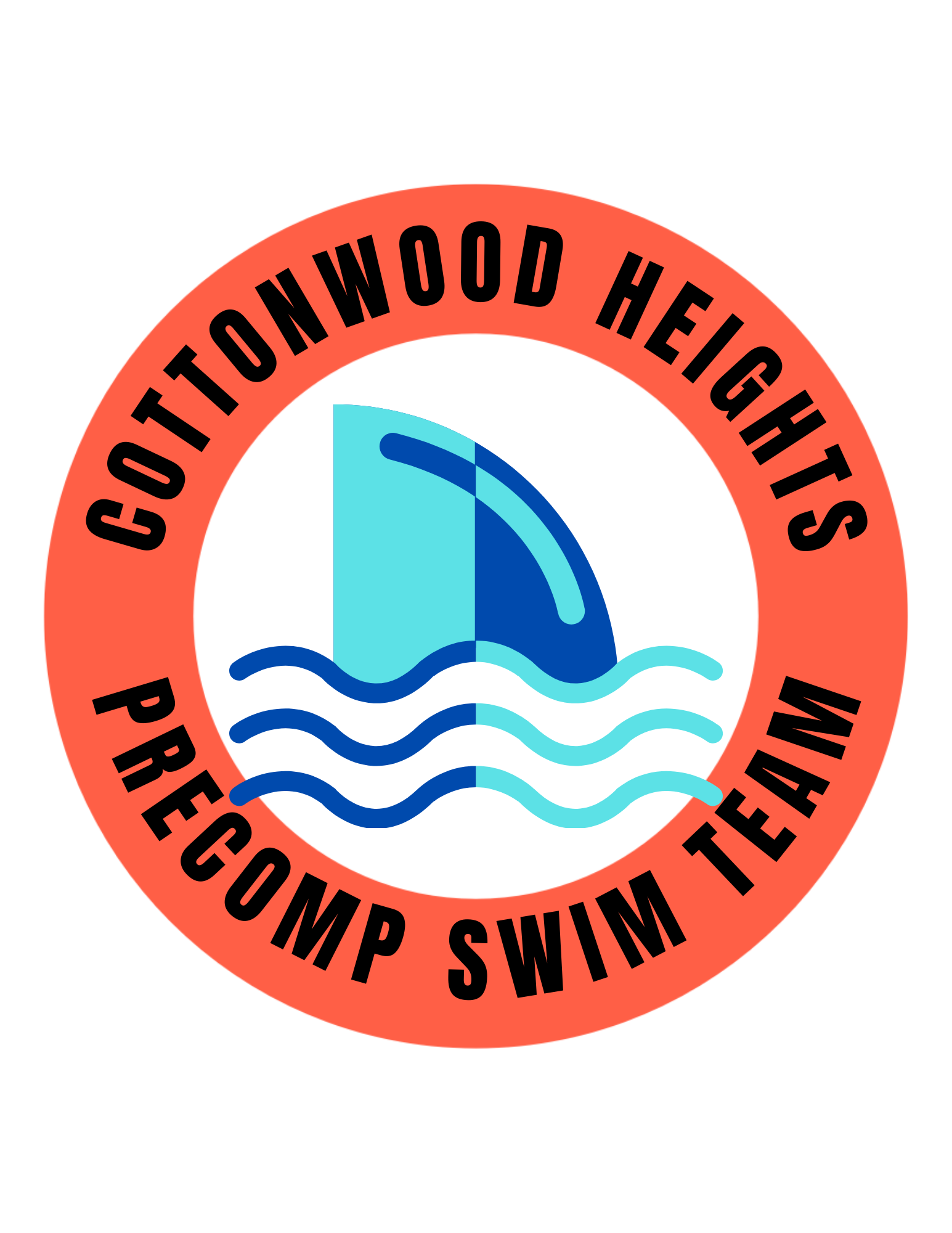 Cottonwood Heights Precomp Swim Team logo with a stylized wave design.