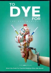The image features a hand holding an ice cream cone topped with syringes, suggesting themes of danger and irony.