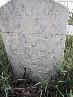 A gravestone for George McMurdo, died May 30, 1896, aged 67 years.