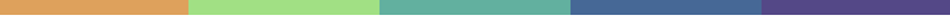 A horizontal gradient with five colored sections: orange, light green, teal, blue, and purple.