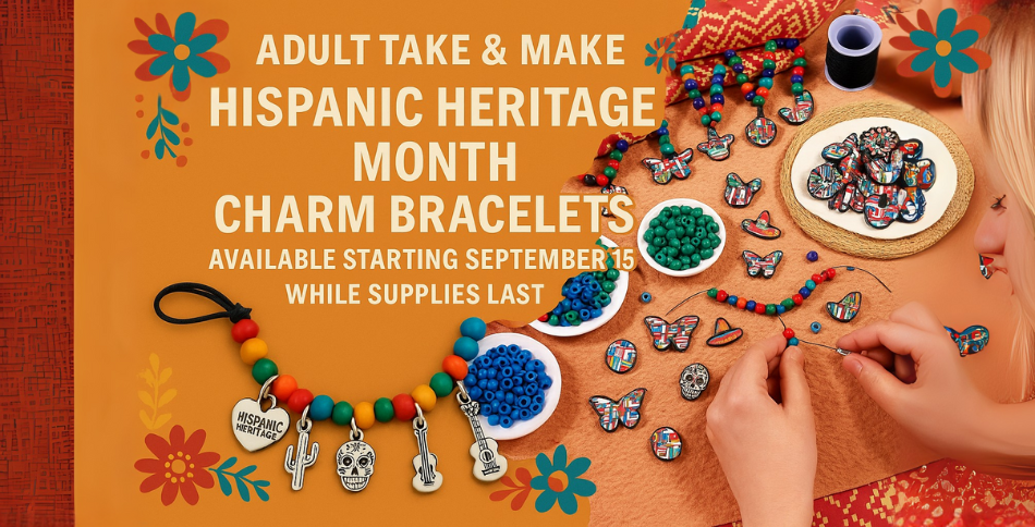 Hispanic Heritage Month charm bracelet making kit with beads and charms, available starting September 15.