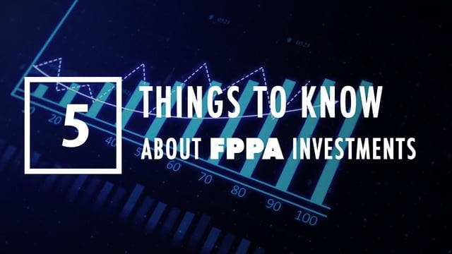 Text: "5 Things to Know About FPPA Investments" over a graph background.