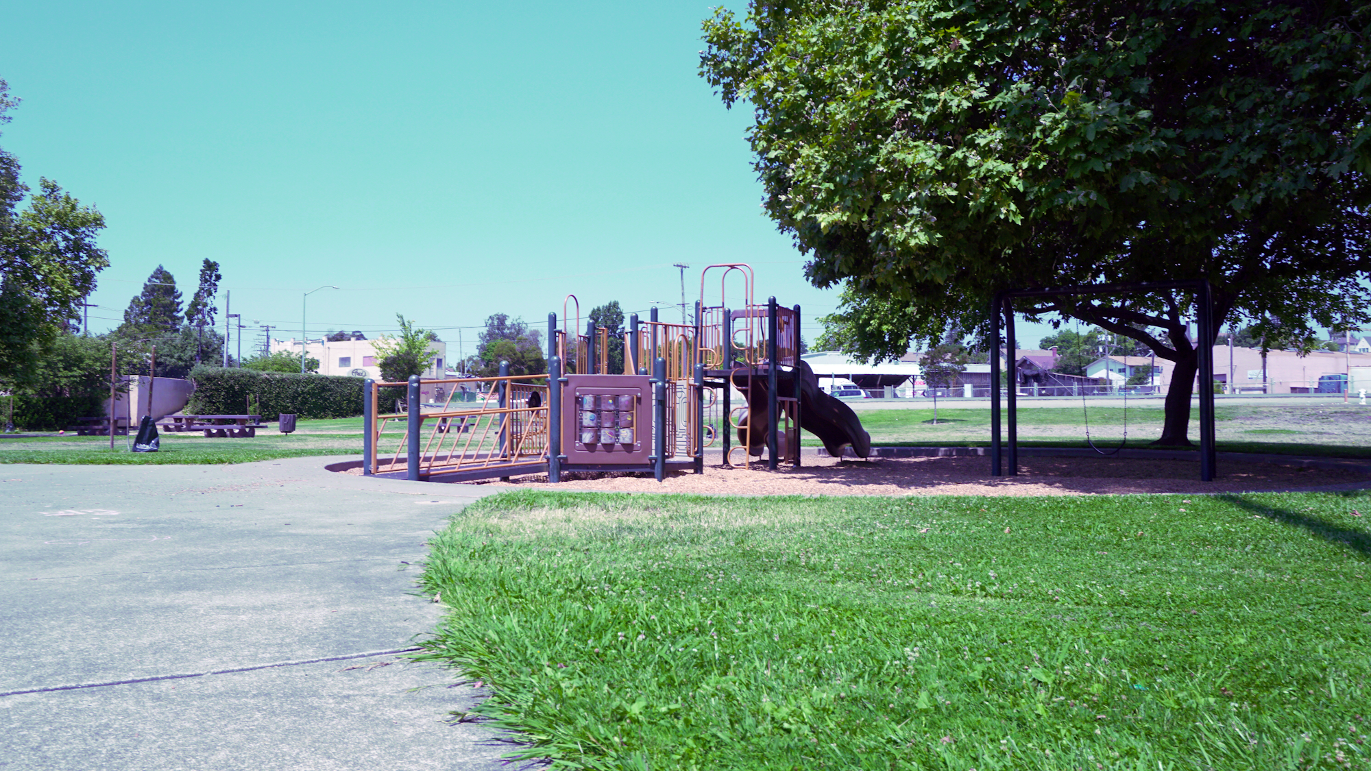 photo of Wilson park playground with picnic tables in background