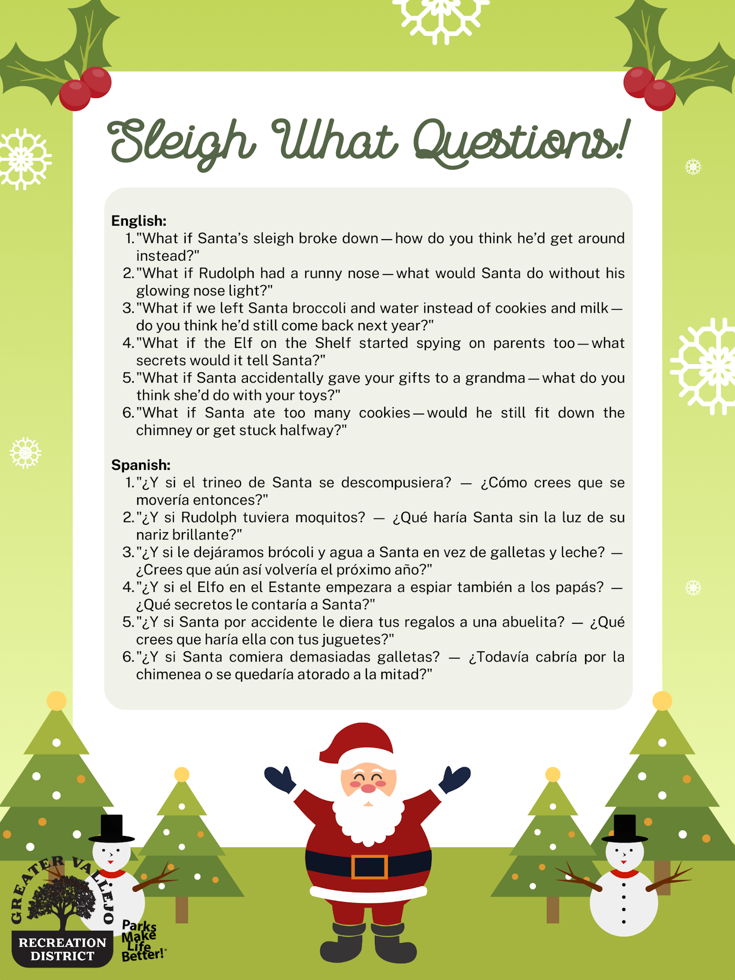A festive list of playful "what if" questions