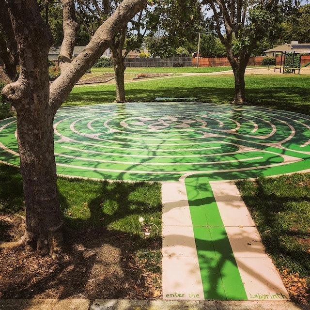 Seed of life labyrinth shown from entrance