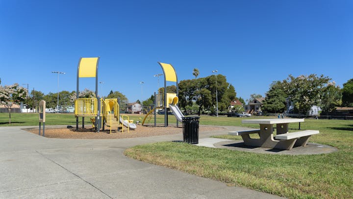 Playground equipment, open space