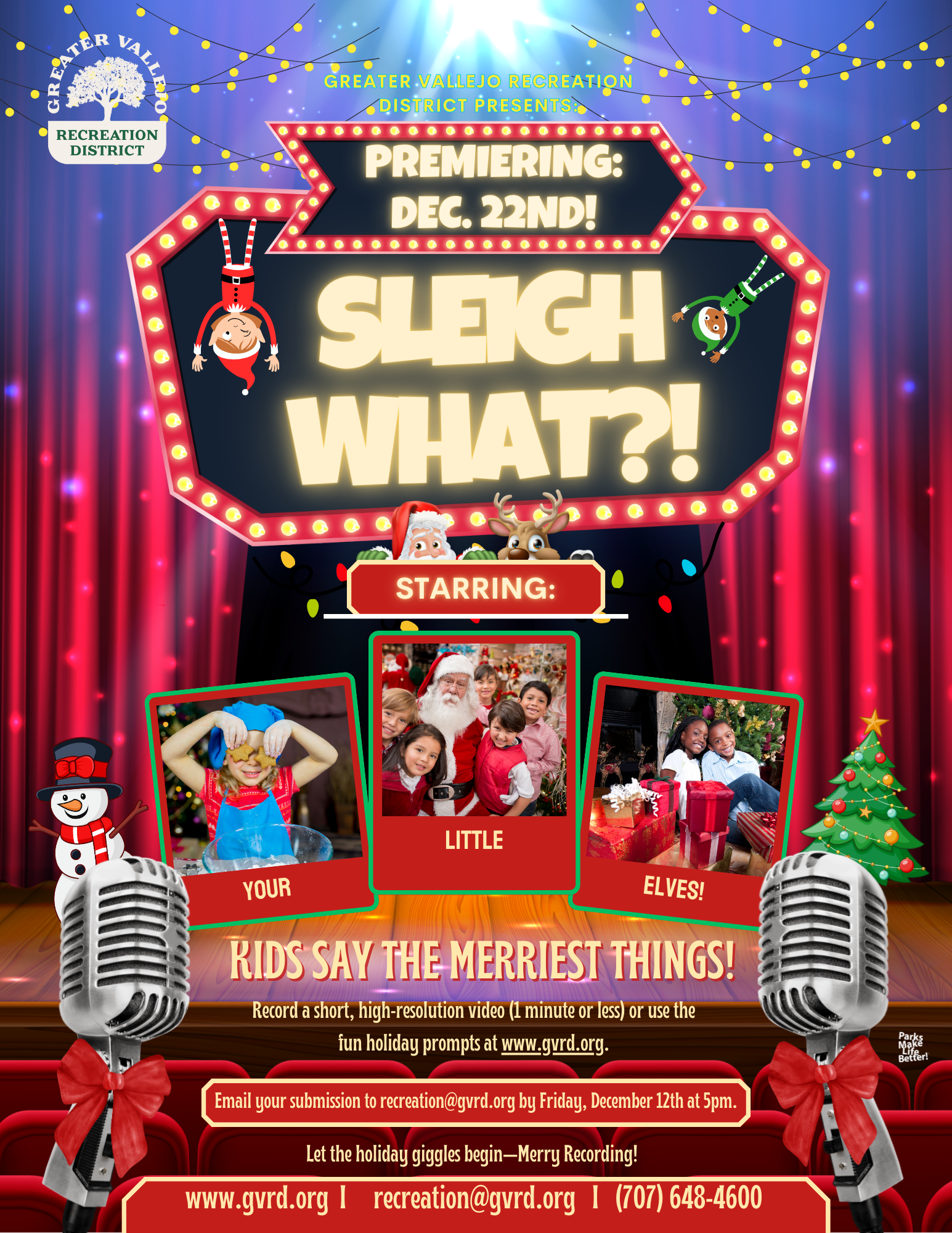 Holiday event poster for "Sleigh What?!"