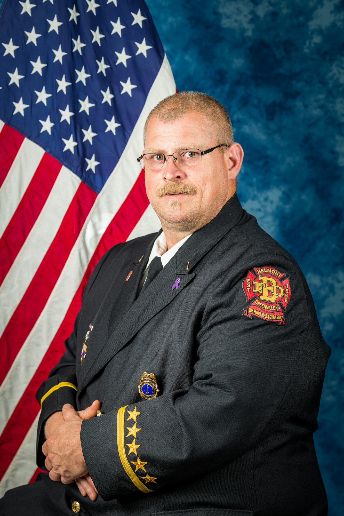 Eng/Chaplain Jay Bagwell 2024 Photo in front of US Flag