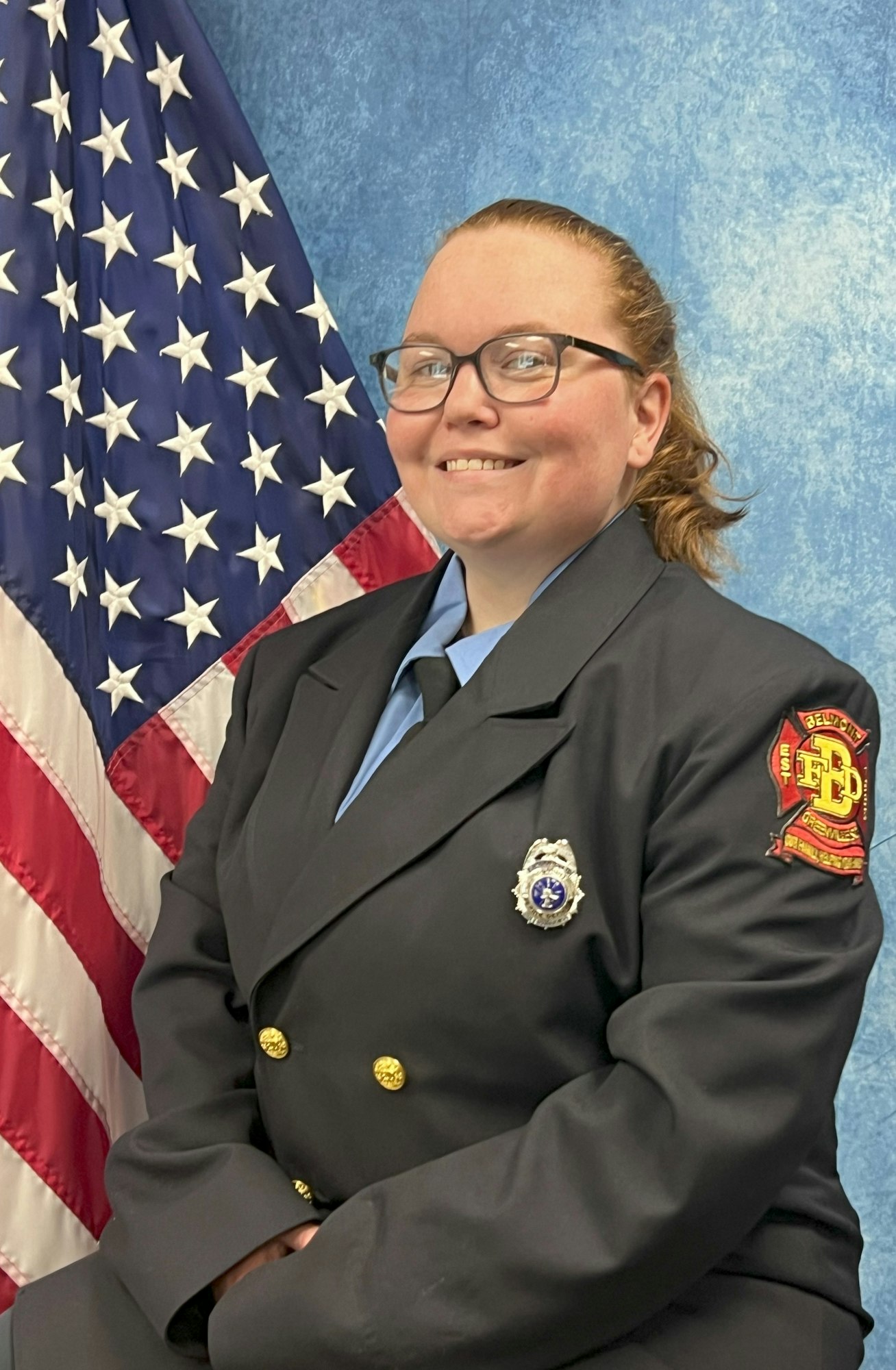 FF/EMT Shannon Waits with US Flag