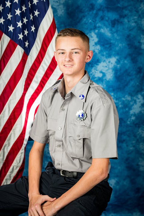 Jr FF Caden Senno 2024 Photo with US Flag
