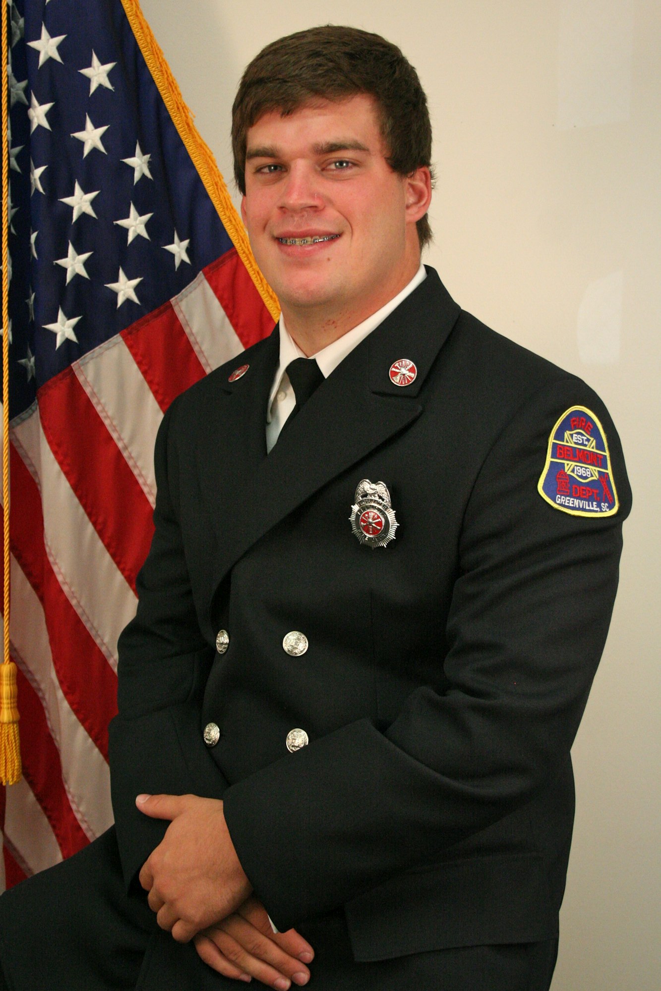 Lt. Tanner Davis with US Flag