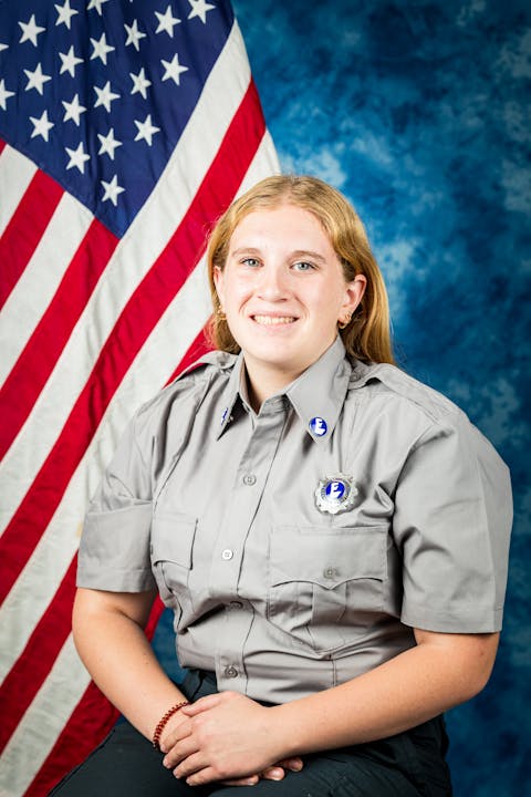 JR FF Abby Pennica 2024 Photo with US Flag