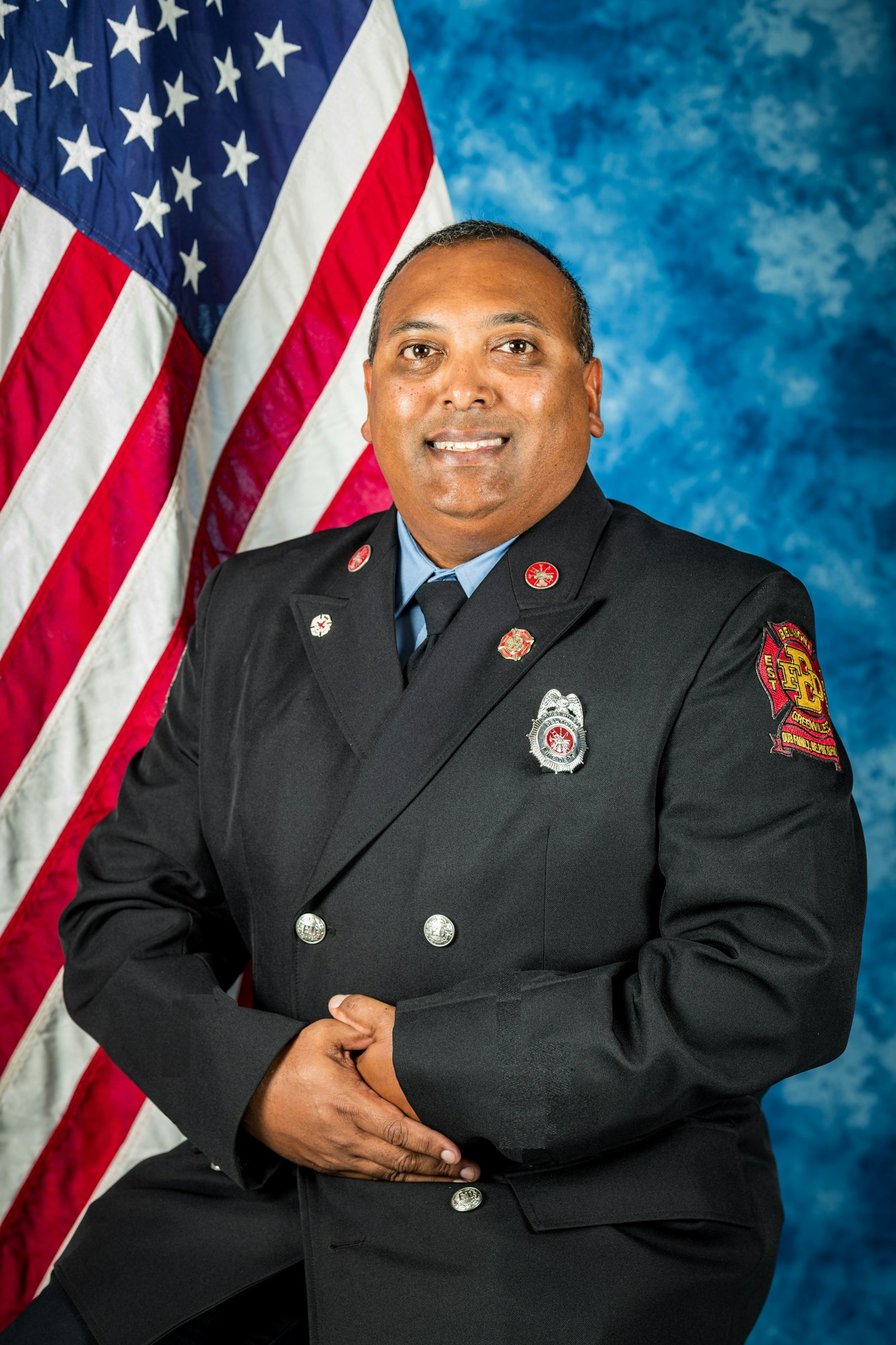 FF/EMT Michael McKnight 2024 Photo with US Flag