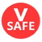The image features a logo with a red background and white text that reads "V SAFE."