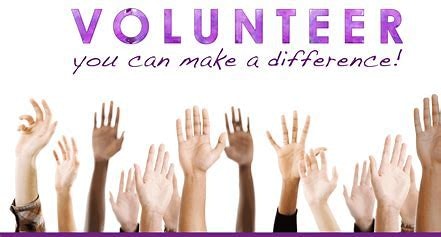 The image shows raised hands with the text "VOLUNTEER you can make a difference!"