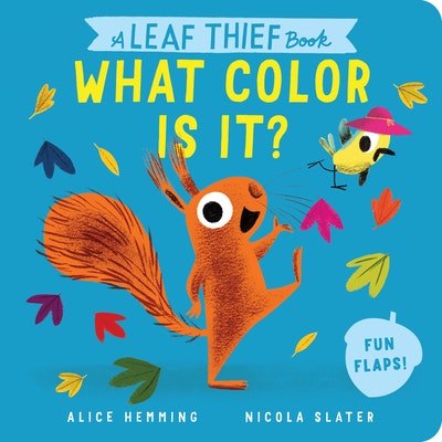 Cover of "What Color Is It?" featuring an illustrated squirrel, bird, colorful leaves, and interactive flaps.