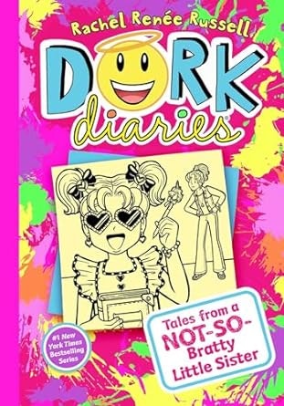 A colorful "Dork Diaries" book cover with a cartoon character.