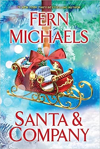 A book cover titled "Santa & Company" by Fern Michaels, featuring a sleigh with gifts and a snowy backdrop.